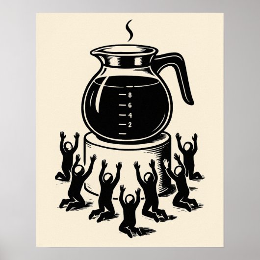 Poster Drôle de café rétro - Adorez le café (Devant)