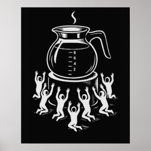 Poster Drôle de café rétro - Adorez le café