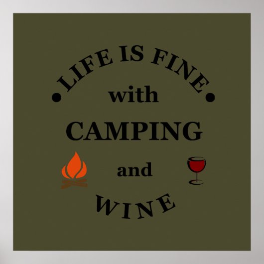 Poster drôle de camping et vin dire (Devant)