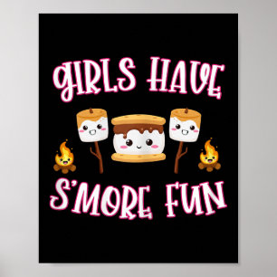 Poster Drôle de camping Smores Filles ont plus de plaisir