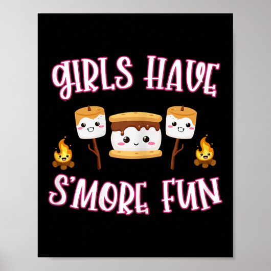 Poster Drôle de camping Smores Filles ont plus de plaisir (Devant)