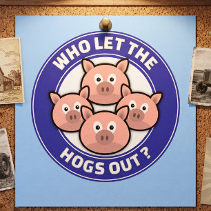 Poster Drôle de caricature de cochons avec le jeu de mots