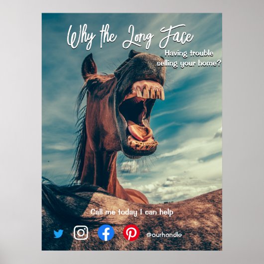 Poster drôle de carte postale de l'immobilier long visage (Devant)