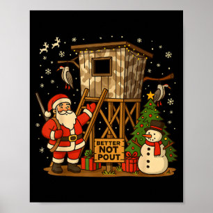 Poster Drôle de chasse au Père Noël Mieux vaut ne pas fai