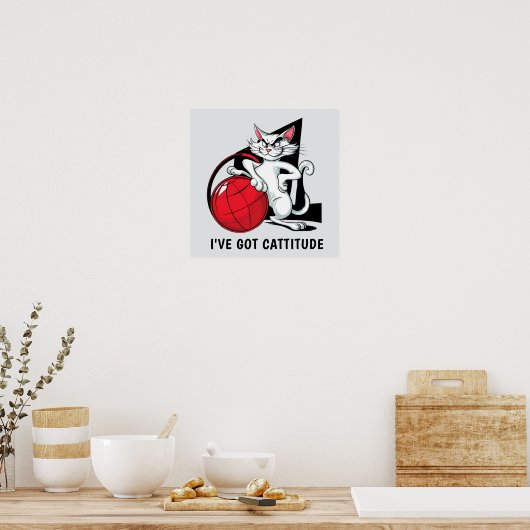 Poster drôle de chat Cattitude (Cuisine)
