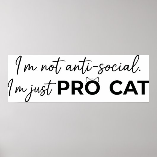 Poster Drôle de chat pro anti-social introverti (Devant)