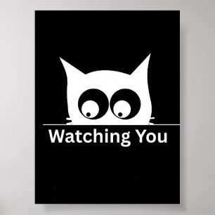 Poster Drôle de chat qui vous regarde mignon minimalisme