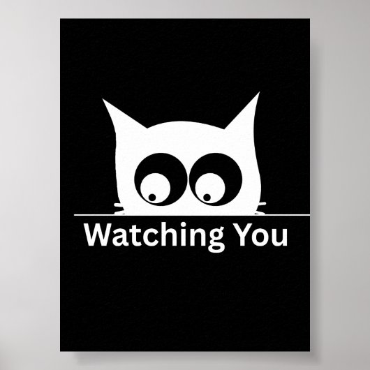 Poster Drôle de chat qui vous regarde mignon minimalisme (Devant)