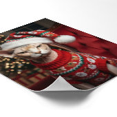 Poster Drôle de chat Sphynx Santa Noël en pull (Coin)