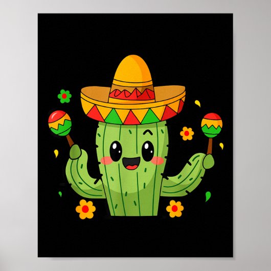 Poster Drôle de Cinco De Mayo Cactus Sombrero Fiesta (Devant)