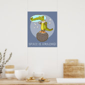 Poster drôle de crocodile dans l'espace dessin animé (Cuisine)