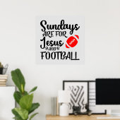 Poster drôle de dimanche football Jésus mot art (Bureau à domicile)