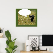 Poster Drôle de dire quelque chose Kitty Discours bulle (Bureau à domicile)