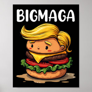 Poster Drôle de Donald Trump faisant des frites hamburger