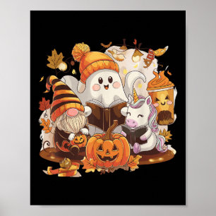 Poster Drôle de fantôme de Halloween Gnome Licorne Automn