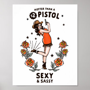 Poster Drôle De Femme. Art vintage Western Cowgirl