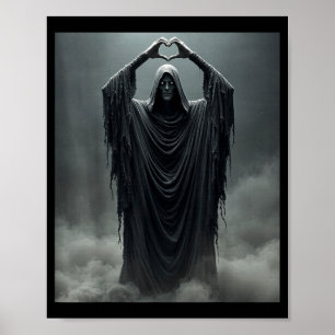 Poster Drôle de fête des pères fantôme coeur mains visage