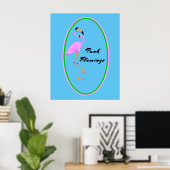 Poster Drôle de flamant rose punk sur sarcelle (Bureau à domicile)