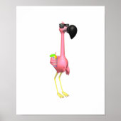 Poster drôle de flamingo avec boisson (Devant)