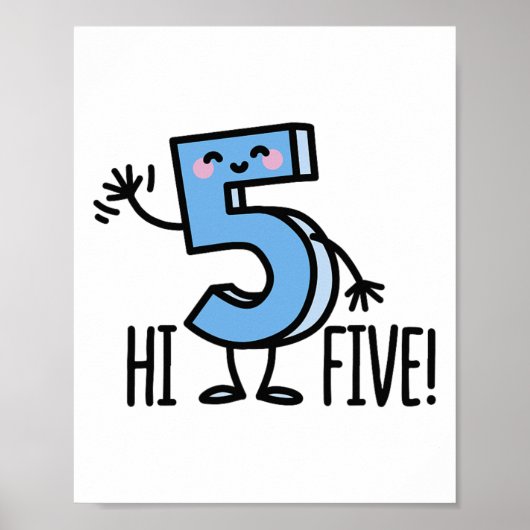 Poster Drôle de Hi Five ! Grand geste de la main, salut, (Devant)