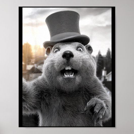 Poster Drôle de jour de la marmotte Woodchuck Drôle de Gr (Devant)