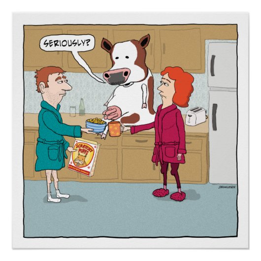 Poster Drôle de lait de la vache (Devant)