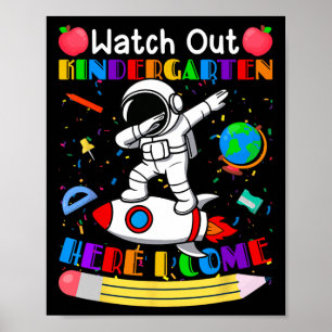 Poster Drôle de Montre Attention Pousse Maternelle J'arri