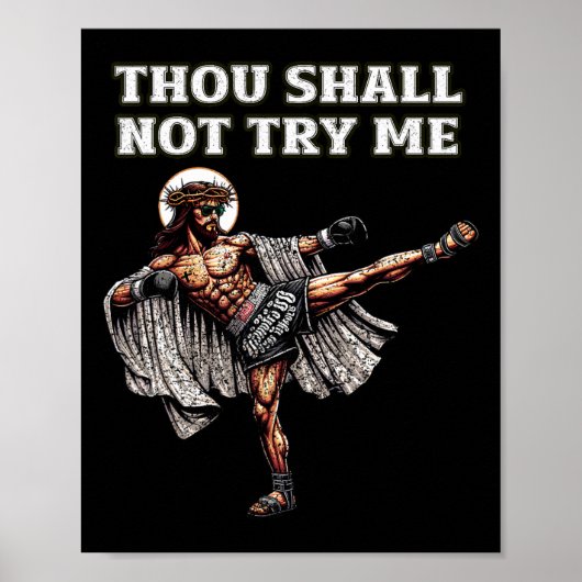 Poster Drôle de Muay Thai Seigneur Jésus Boxe thaïlandais (Devant)