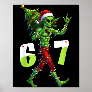 Poster Drôle de Noël Alien Six Seven Mème 67 Chapeau de P