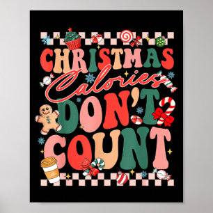Poster Drôle de Noël Calories ne comptent pas Xmas Cookie