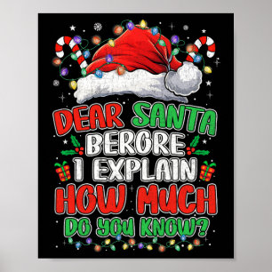 Poster Drôle de Noël Enfants Adultes Cher Père Noël Je pe
