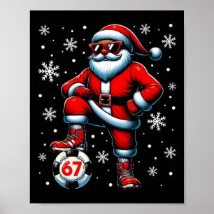 Poster Drôle de Noël Football Cool Père Noël 6 7 Meme T