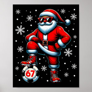 Poster Drôle de Noël Football Cool Santa Claus 6 7 Meme T