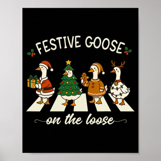 Poster Drôle de Noël Meme drôle d'oie festive (Devant)