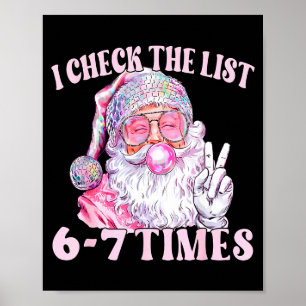 Poster Drôle de Noël Six Sept Mème Santa Liste de vérific