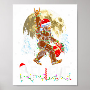 Poster Drôle de Noël Xmas Bigfoot Croire Sasquatch En