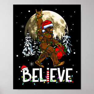 Poster Drôle de Noël Xmas Bigfoot Croit Sasquatch Dans