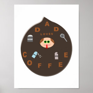 Poster Drôle de Papa Monstre Amoureux de Café