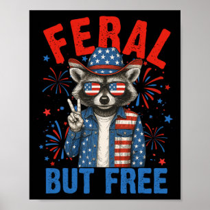 Poster Drôle de Raton Laveur Sauvage Mais Libre Usa 4 Jui