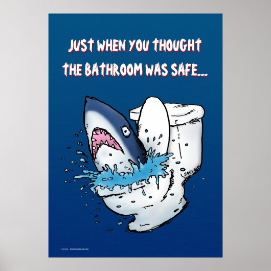 Poster drôle de requin-toilette (Devant)
