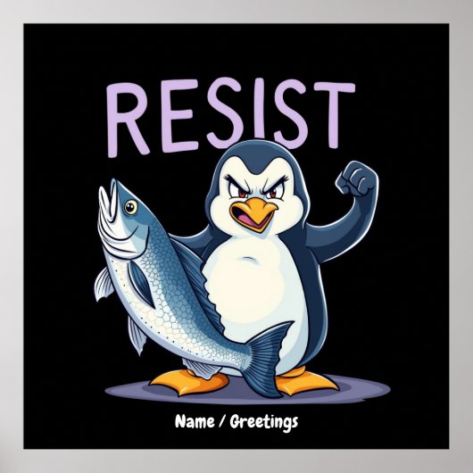 Poster Drôle de résister à la protestation des pingouins (Devant)