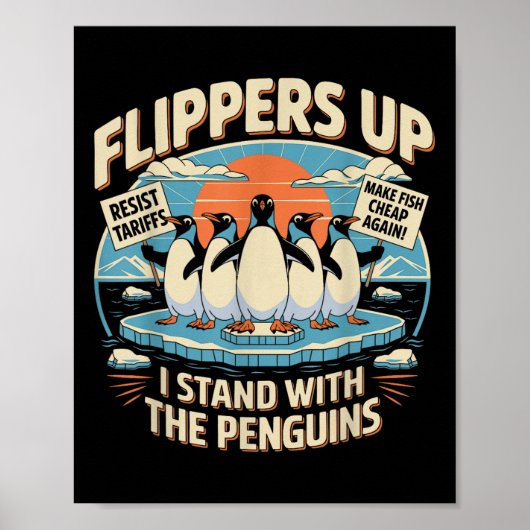 Poster Drôle de résister aux pingouins protestation contr (Devant)