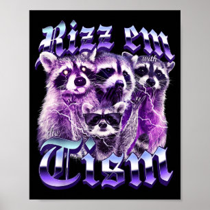 Poster Drôle de rizz d'autisme avec le tisme autiste racc