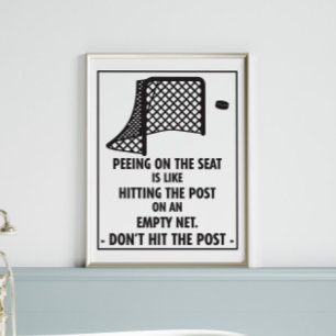 Poster Drôle de salle de bain sur le thème de hockey en t