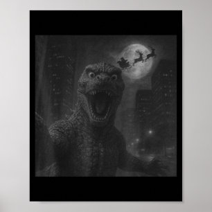 Poster Drôle de selfie de Santa Kaiju japonais Noël Homme