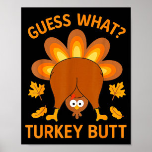 Poster Drôle de Thanksgiving devine quoi cul de dinde