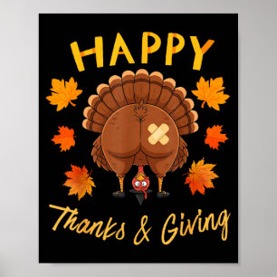 Poster Drôle de Thanksgiving Devinez quoi Cul de Dinde