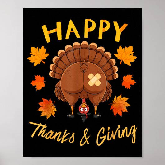 Poster Drôle de Thanksgiving Devinez quoi Cul de Dinde (Devant)