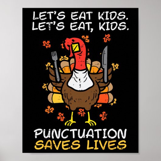 Poster Drôle de Thanksgiving Professeur Dinde Allons Mang (Devant)