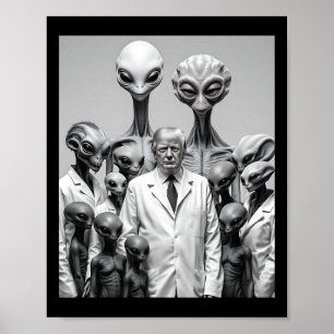 Poster Drôle de Trump avec la conspiration des extraterre